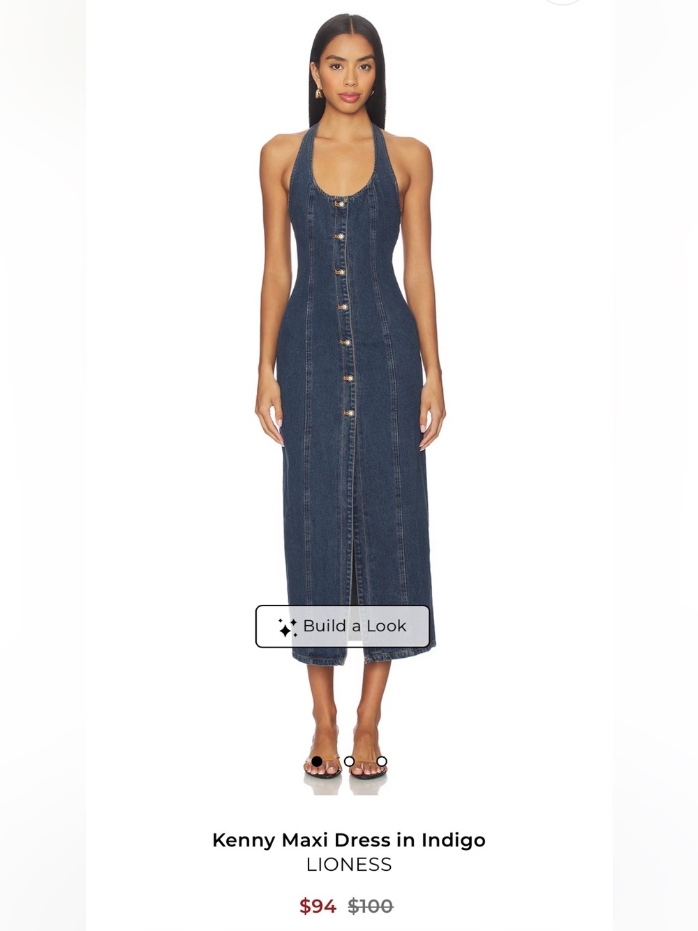 Lioness Kenny Maxi Indigo Button-Front Maxi Dress